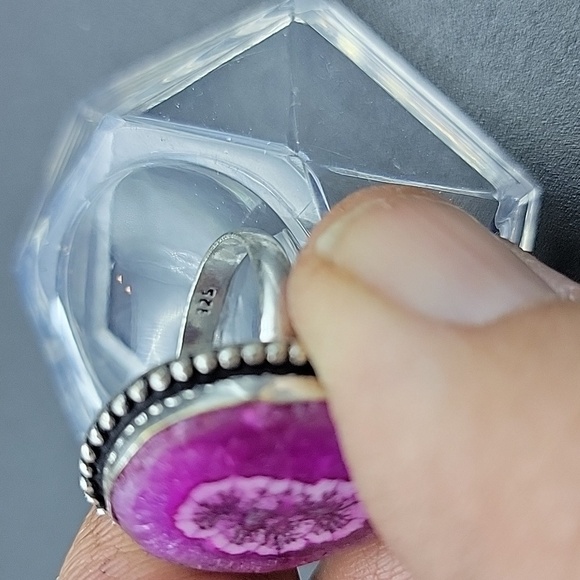 925 Silver Plated Pink Solar Quartz Gemstone Ring Handmade Jewelry Size Us 9.5 - Picture 6 of 7